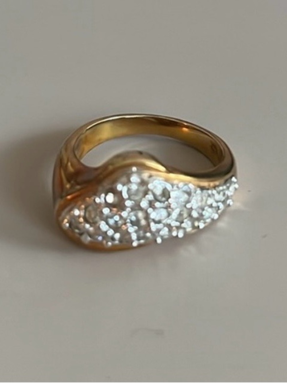 Vintage 14K Gold Plated Clear Crystal Stones Pavé Ring - Picture 5 of 5